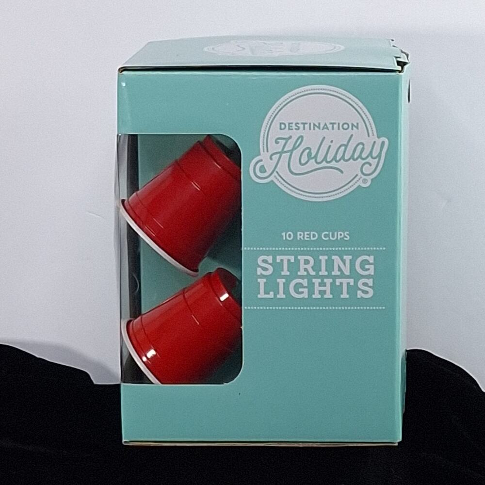 Red Cup String Lights 10-Light Indoor Outdoor Party Patio Tailgate BBQ New NIB